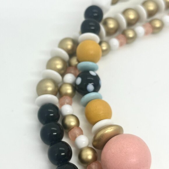 PLUNDER MULTI STRAND LAYER POP ART NECKLACE BEADS STRIPE PENDANT ORANGE PINK - Picture 12 of 16